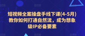 短视频全案操盘手线下课(4-5月)教你如何打通自然流,成为想象级IP必备要素-知乎者也