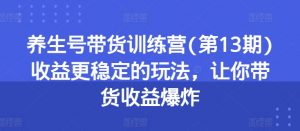 养生号带货训练营(第13期)收益更稳定的玩法,让你带货收益爆炸-知乎者也