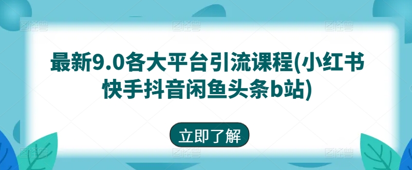 最新9.0各大平台引流课程(小红书快手抖音闲鱼头条b站)-知乎者也