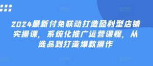 2024最新付免联动打造盈利型店铺实操课,系统化推广运营课程,从选品到打造爆款操作-知乎者也