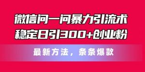 微信问一问暴力引流术,稳定日引300+创业粉,最新方法,条条爆款【揭秘】-知乎者也