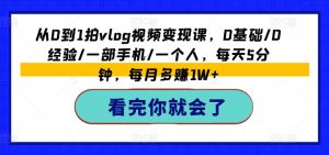 从0到1拍vlog视频变现课，0基础/0经验/一部手机/一个人，每天5分钟，每月多赚1W+-知乎者也