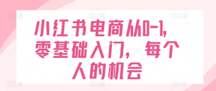 小红书电商从0-1,零基础入门,每个人的机会-知乎者也