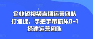 企业短视频直播运营团队打造课,手把手带你从0-1搭建运营团队-知乎者也