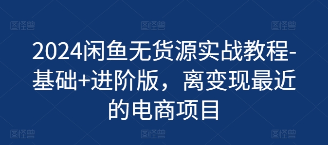 2024闲鱼无货源实战教程-基础+进阶版，离变现最近的电商项目-知乎者也