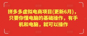 拼多多虚拟电商项目(更新6月),只要你懂电脑的基础操作,有手机和电脑,就可以操作-知乎者也