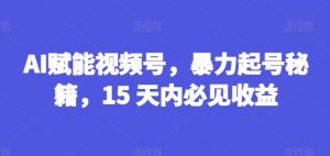 AI赋能视频号,暴力起号秘籍,15 天内必见收益【揭秘】-知乎者也