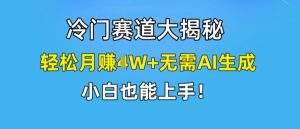 冷门赛道大揭秘,轻松月赚1W+无需AI生成,小白也能上手【揭秘】-知乎者也