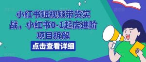 小红书短视频带货实战,小红书0-1起店进阶项目拆解-知乎者也