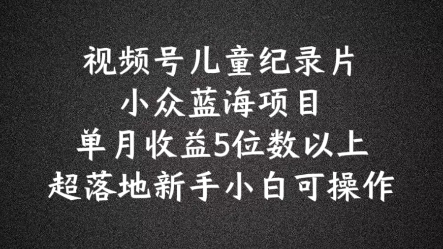 2024蓝海项目视频号儿童纪录片科普,单月收益5位数以上,新手小白可操作【揭秘】-知乎者也