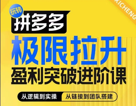 拼多多极限拉升盈利突破进阶课,从算法到玩法,从玩法到团队搭建,体系化系统性帮助商家实现利润提升-知乎者也