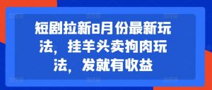 短剧拉新8月份最新玩法，挂羊头卖狗肉玩法，发就有收益-知乎者也