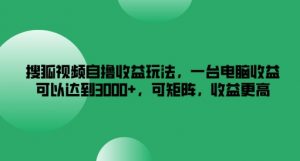 搜狐视频自撸收益玩法,一台电脑收益可以达到3k+,可矩阵,收益更高【揭秘】-知乎者也