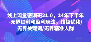 线上流量密训班21.0,24年下半年-无界红利和盈利玩法,终极优化/无界关键词/无界精准人群-知乎者也