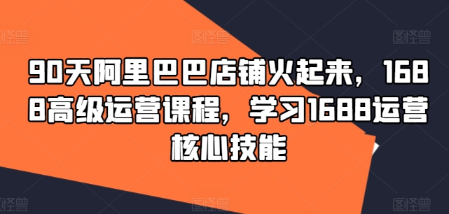 90天阿里巴巴店铺火起来,1688高级运营课程,学习1688运营核心技能-知乎者也