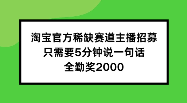 淘宝官方稀缺赛道主播招募 ,只需要5分钟说一句话, 全勤奖2000【揭秘】-知乎者也