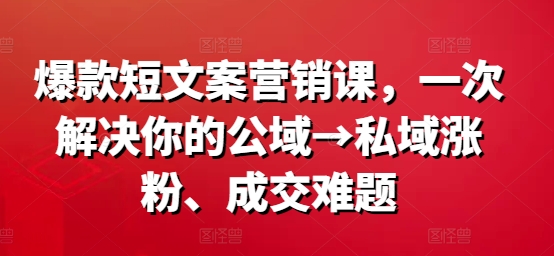 爆款短文案营销课，一次解决你的公域→私域涨粉、成交难题-知乎者也