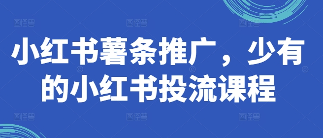 小红书薯条推广，少有的小红书投流课程-知乎者也