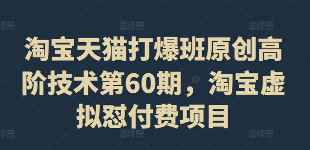 淘宝天猫打爆班原创高阶技术第60期,淘宝虚拟怼付费项目-知乎者也