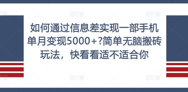 如何通过信息差实现一部手机单月变现5000+?简单无脑搬砖玩法,快看看适不适合你【揭秘】-知乎者也