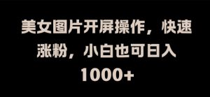 美女图片开屏操作,快速涨粉,小白也可日入1k【揭秘】-知乎者也