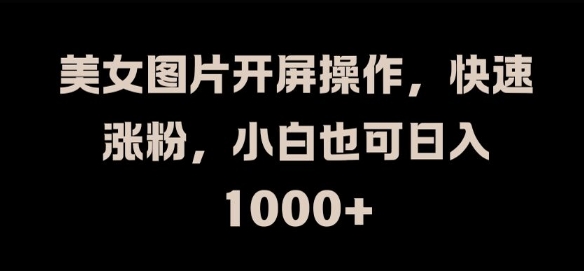 美女图片开屏操作,快速涨粉,小白也可日入1k【揭秘】-知乎者也