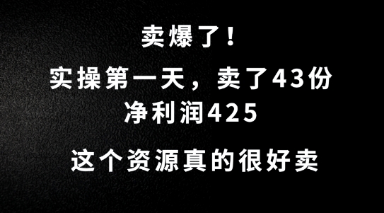 这个资源,需求很大,实操第一天卖了43份,净利润425【揭秘】-知乎者也