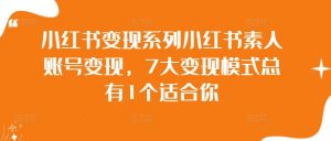 小红书变现系列小红书素人账号变现,7大变现模式总有1个适合你-知乎者也