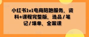 小红书1v1电商陪跑服务,资料+课程完整版,选品/笔记/爆单,全案课-知乎者也