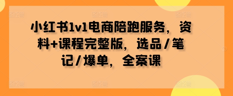 小红书1v1电商陪跑服务，资料+课程完整版，选品/笔记/爆单，全案课-知乎者也