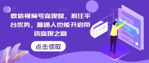 微信视频号变现营,抓住平台优势,普通人也能开启带货变现之路-知乎者也
