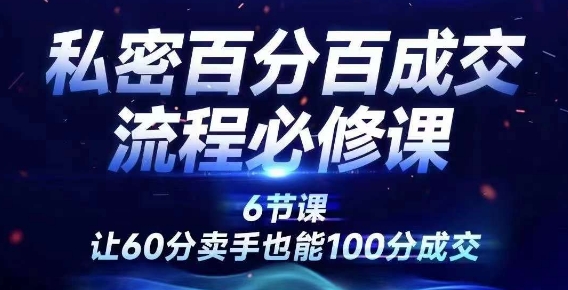 私密百分百成交流程线上训练营,绝对成交,让60分卖手也能100分成交-知乎者也