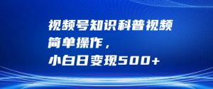 视频号知识科普视频,简单操作,小白日变现500+【揭秘】-知乎者也