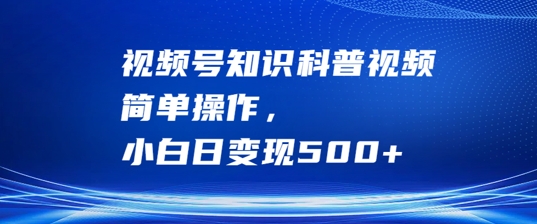 视频号知识科普视频,简单操作,小白日变现500+【揭秘】-知乎者也