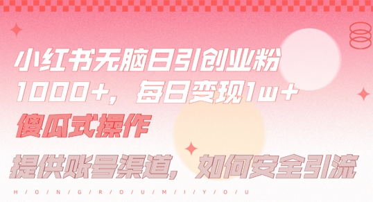 小红书无脑每日引流创业粉500+,小白每天只花半小时,躺赚长尾收益【揭秘】-知乎者也
