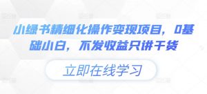 小绿书精细化操作变现项目，0基础小白，不发收益只讲干货-知乎者也
