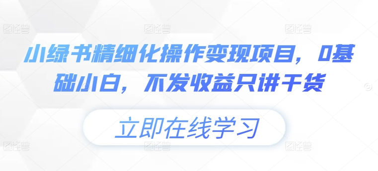小绿书精细化操作变现项目,0基础小白,不发收益只讲干货-知乎者也