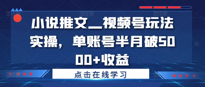 小说推文—视频号玩法实操,单账号半月破5000+收益-知乎者也