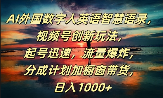 AI外国数字人英语智慧语录,视频号创新玩法,起号迅速,流量爆炸,日入1k+【揭秘】-知乎者也