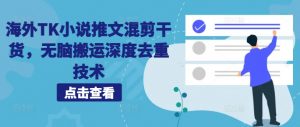 海外TK小说推文混剪干货,无脑搬运深度去重技术-知乎者也