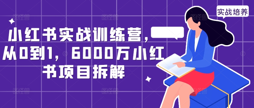小红书实战训练营,从0到1,6000万小红书项目拆解-知乎者也
