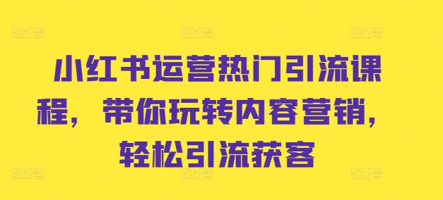 小红书运营热门引流课程,带你玩转内容营销,轻松引流获客-知乎者也