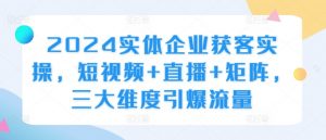 2024实体企业获客实操,短视频+直播+矩阵,三大维度引爆流量-知乎者也