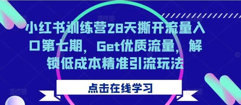 小红书训练营28天撕开流量入口第七期,Get优质流量,解锁低成本精准引流玩法-知乎者也