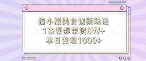 缩小版美食视频玩法，1条视频带货6W+，单日变现1k-知乎者也