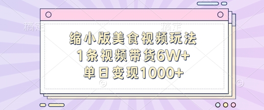 缩小版美食视频玩法,1条视频带货6W+,单日变现1k-知乎者也