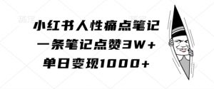 小红书人性痛点笔记,一条笔记点赞3W+,单日变现1k-知乎者也