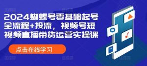 2024蝴蝶号零基础起号全流程+投流,视频号短视频直播带货运营实操课-知乎者也