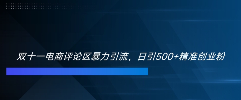 双十一电商评论区暴力引流,日引500+精准创业粉【揭秘】-知乎者也