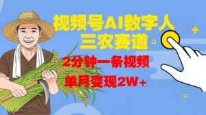 视频号AI数字人玩转三农赛道,2分钟一条视频,单月变现2W+-知乎者也
